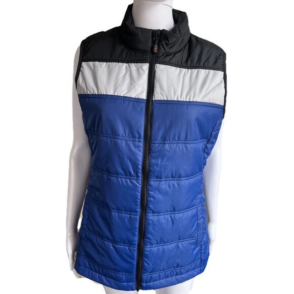 Cutter & Buck Jackets & Blazers - Cutter & Buck CBUK Womens Puffer Vest L Blue Black Quilted Full Zip Outdoor NWT